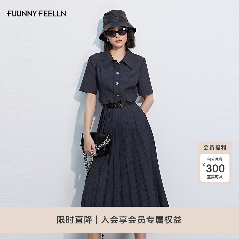 仿佛通勤气质收腰学院风连衣裙
