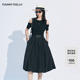 露肩设计 FF仿佛连衣裙2025夏季 新款 a字配腰带修身 气质小黑裙