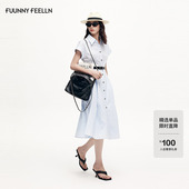 夏日航海 FF仿佛连衣裙2025夏新款 a字薄款 浅春系女设计衬衫 裙