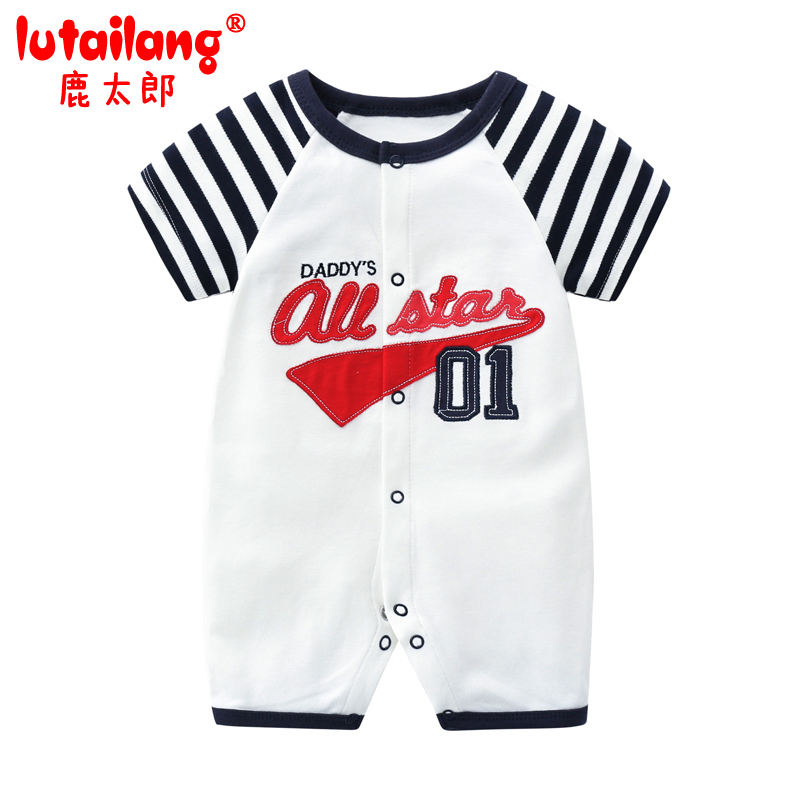 短袖爬服6个月婴儿连体衣薄款