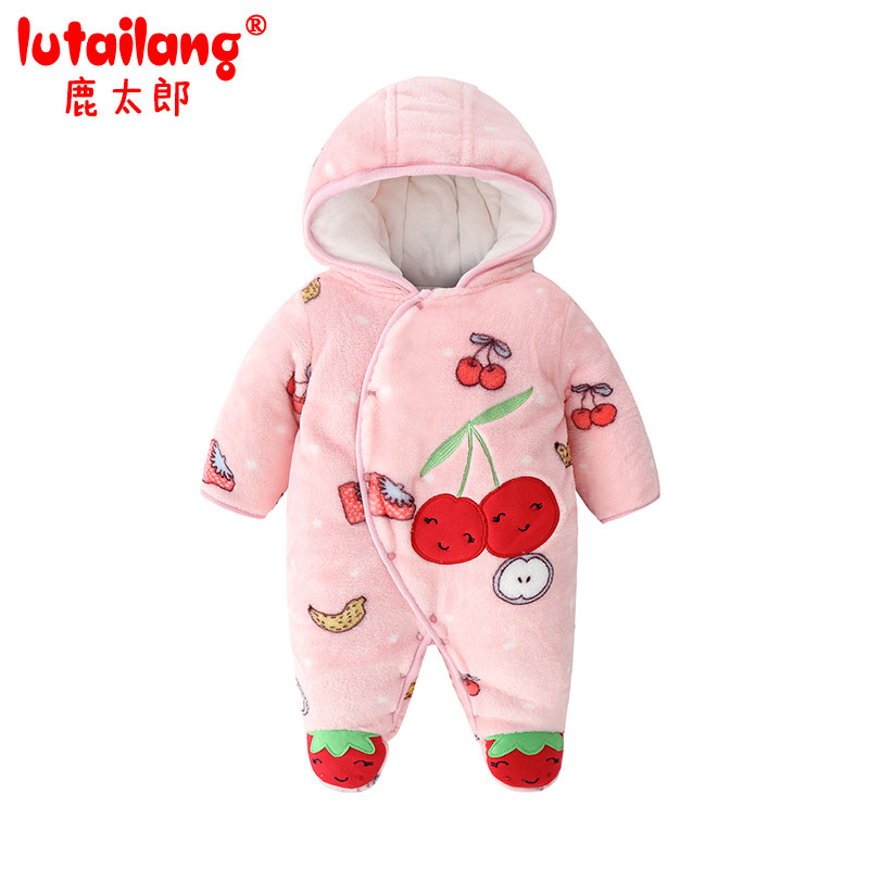 新生儿加绒加厚男女宝宝外出衣服