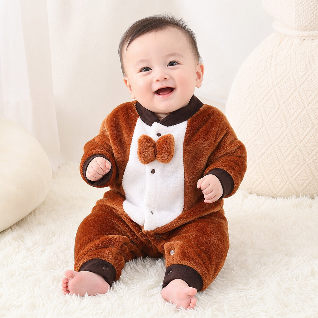法兰绒连体睡衣秋冬小童家居服图片