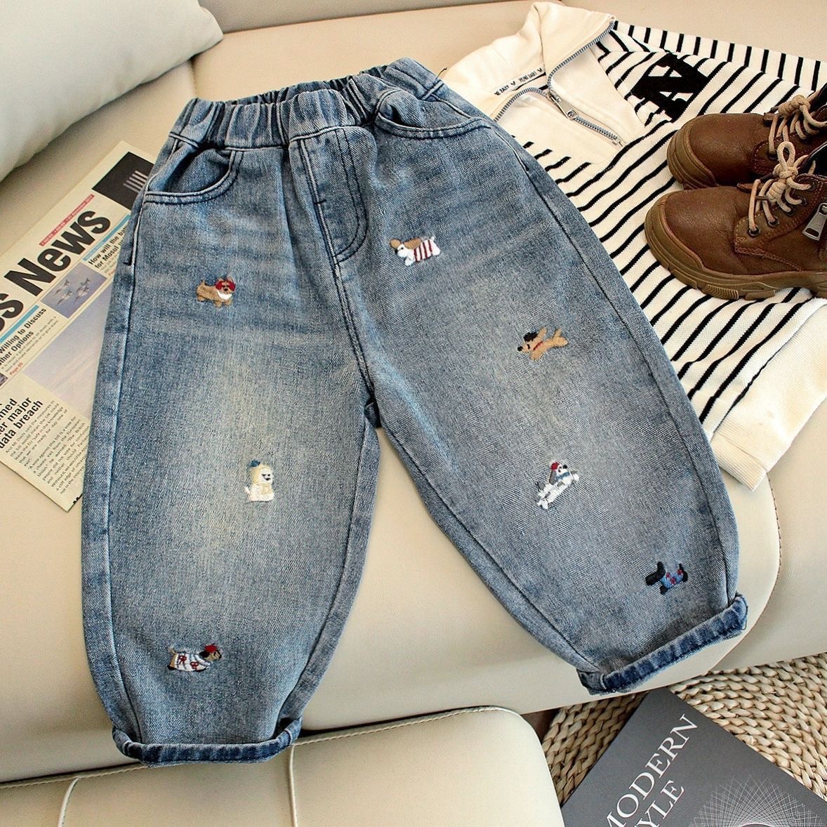 男宝宝春秋季牛仔裤洋气2025新款男童柔软长裤婴儿百搭休闲裤子潮
