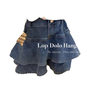 女童牛仔裙裤半身裙蛋糕裙25夏装洋气儿童女孩防走光短裙套装T恤