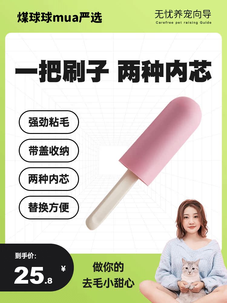 (Ball ball mua) Popsicle dual-purpose sticky hair device can be torn off clothes to remove hair brush roller brush can be washed and replaced