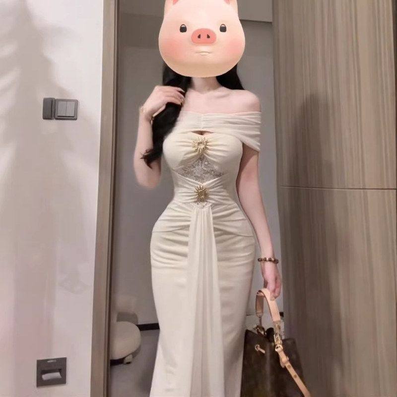 气质名媛轻奢蕾丝镂空抹胸裙一字肩修身收腰鱼尾包臀长裙夏季新款,女装/女士精品,连衣裙,淘宝优惠券,粉丝福利购,淘宝优惠卷