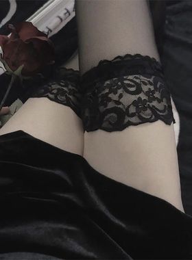 白色过膝蕾丝丝袜ins潮网红同款cos性感搭西装纯欲长款打底袜子Sy