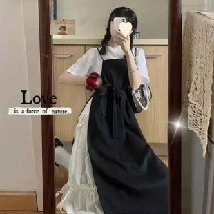 初中高中学生甜美吊带长裙连衣裙套装 背带裙子少女夏装 2025年新款