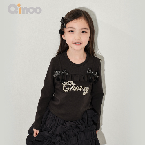 Qimoo淇木26春季新款童装女童舒适柔软潮酷假两件T恤QWM1TP236B