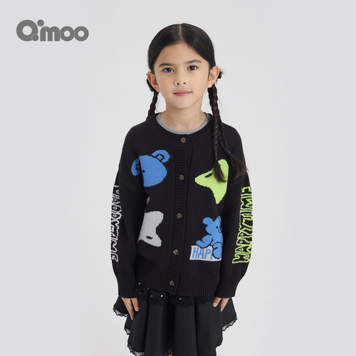 Qimoo淇木秋季女童卡通针织开衫