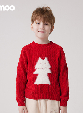 Qimoo/淇木冬季新款童装男童软糯毛绒圣诞树毛针织衫QCL4TP350C
