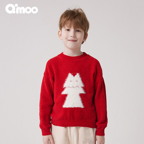 Qimoo/淇木冬季新款童装男童软糯毛绒圣诞树毛针织衫QCL4TP350C