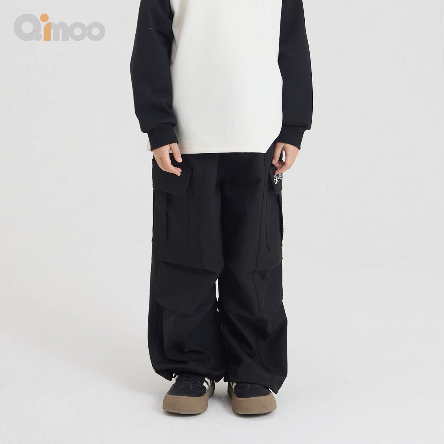 Qimoo淇木26春季新款男女童装亲子装休闲宽松工装裤QWM1KP803P