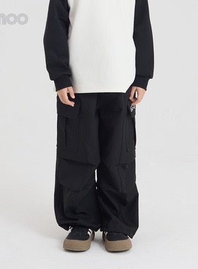 Qimoo淇木26春季新款男女童装亲子装休闲宽松工装裤QWM1KP803P