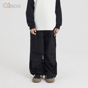 新款 裤 男女童装 休闲宽松工装 QWM1KP803P 亲子装 Qimoo淇木26春季