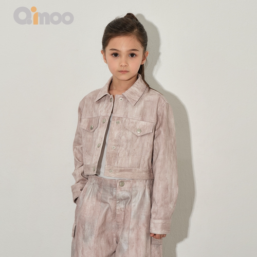 Qimoo女童春款假两件琥珀套装
