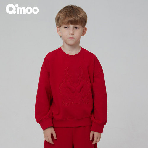 qimoo淇木春季中性休闲套头衫