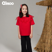 特惠一口价 Qimoo 淇木25春季 新年系列童装 女童T恤QSS1TC146A