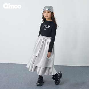 Qimoo淇木2025秋冬新款 连衣裙设计感潮流拼接QSS4LP230B 女童长袖