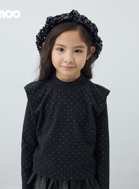 Qimoo淇木25冬季新款童装女童时尚波点舒适圆领长袖T恤QSS4TP113A