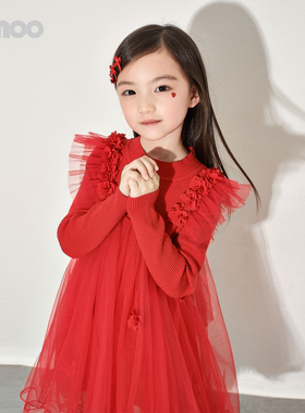 Qimoo淇木 26年春季 新款女童网纱花朵mini舞会连衣裙QWM1LP134A