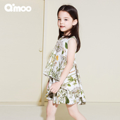 淇木Qimoo童装 女童梦幻俏皮舒适植物印花坎袖 小背心QMT2EC126A