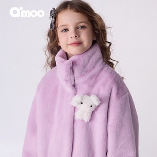 女童时尚 童装 舒适保暖毛绒外套QSS3WP429D 新款 Qimoo淇木25秋季