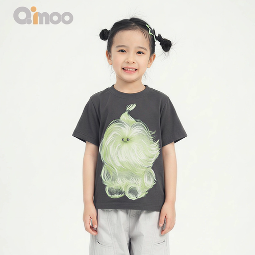 qimoo淇木圆领短袖套头衫T恤