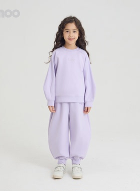 Qimoo淇木26春女童装新款卫衣舒适休闲两件套装QWM1IP804P