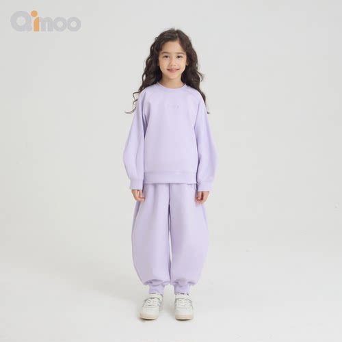 Qimoo淇木26春女童装新款卫衣舒适休闲两件套装QWM1IP804P