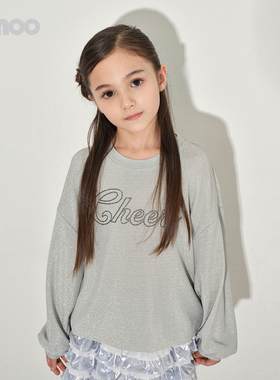 Qimoo淇木26春季新款童装女童烫钻抽绳百搭舒适T恤罩衫QWM1TP409D