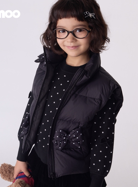 Qimoo淇木25秋季新款童装女童蝴蝶结舒适保暖羽绒马甲QSS3AP402D
