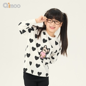 新款 童装 女童商场同款 Qimoo26春季 爱心印花上衣长袖 T恤QWM1TC437D