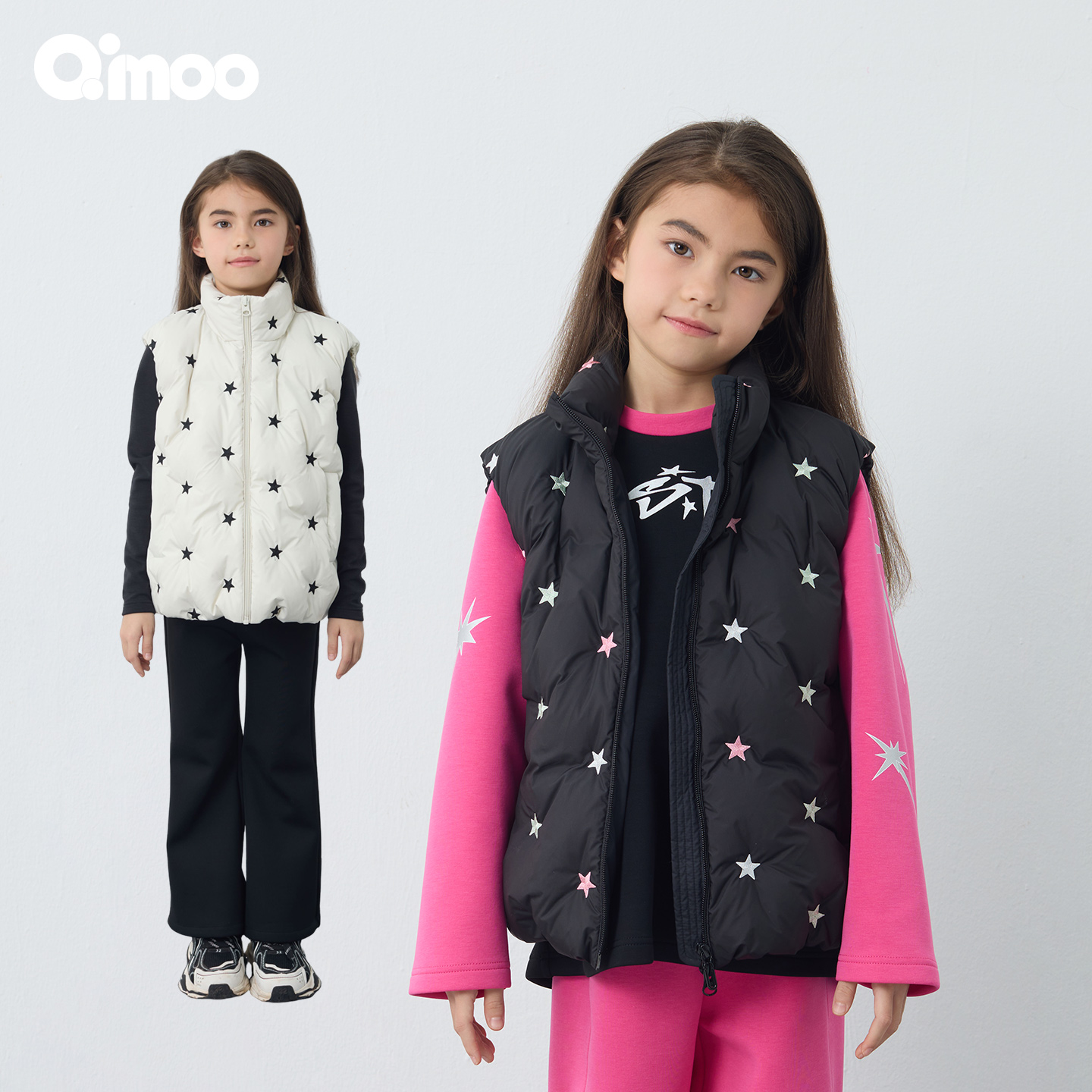 Qimoo淇木2025冬季新款女童羽绒马甲女孩保暖外穿上学QSS4AP234B