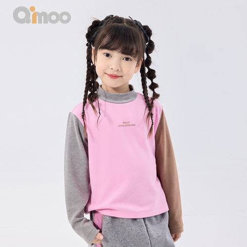 Qimoo/淇木冬季款童装男女童超柔软加绒卫衣套头衫QSS4TP834P