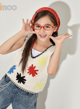 Qimoo淇木26春季新款女童装植绒甜美可爱背心吊带QWM1AP436D