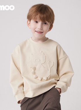 Qimoo/淇木冬季新款童装男女童珠地太空棉无牙仔长袖QCL4TC128A