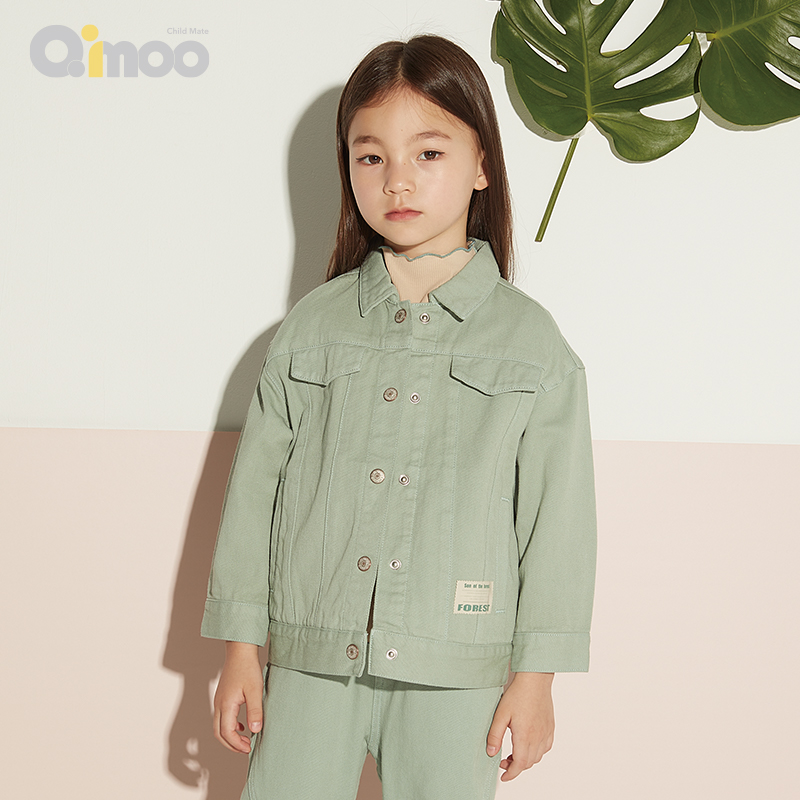 简约潮流舒适印花牛仔外套Qimoo