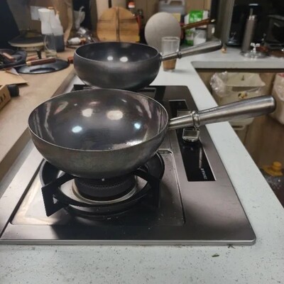 【纯钛TA1炒锅】传统工艺手工热锻不易粘锅无涂层轻便健康锅