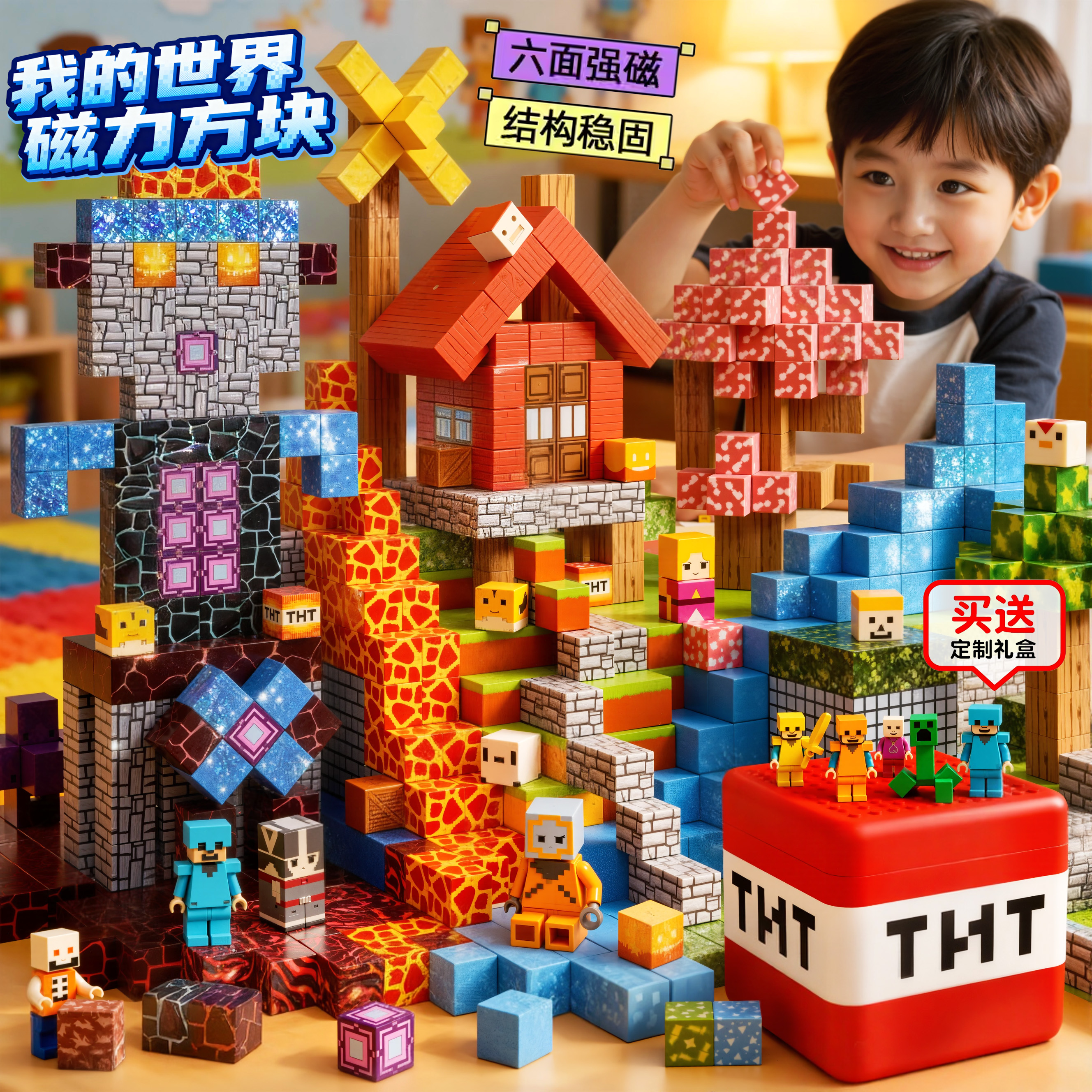 我的世界磁力方块儿童益智男孩