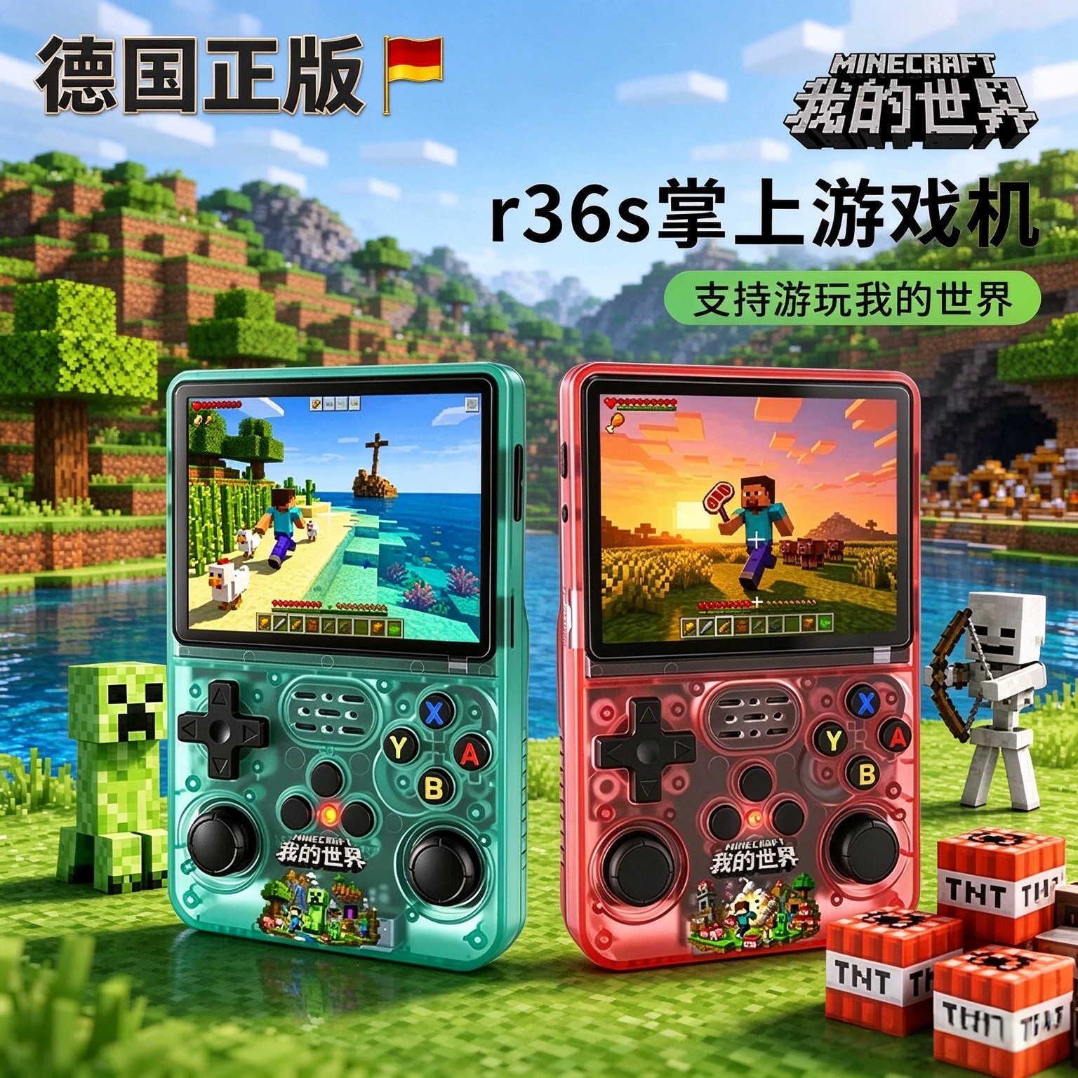 正版我的世界r36s掌上游戏机开源掌机复古高清玩具男孩童生日礼物