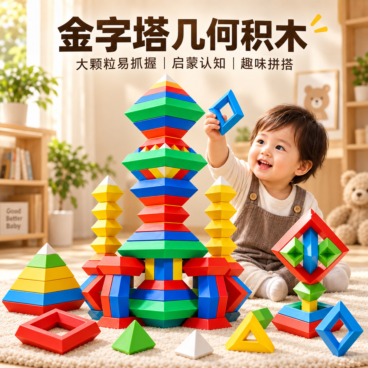 拼装积木益智金字塔积玩具