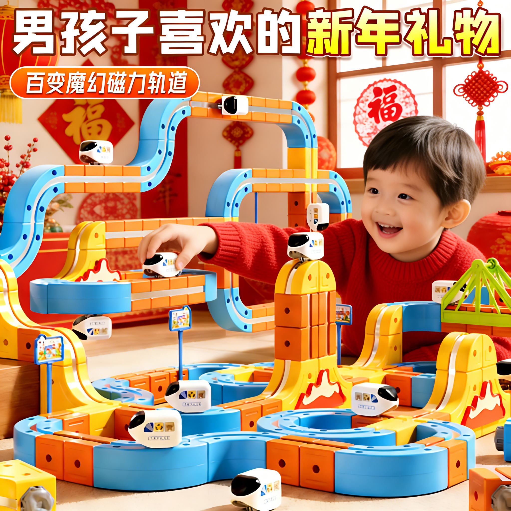 魔幻百变磁力轨道儿童益智玩具车男孩3到6岁反重力小火车新年礼物,玩具/童车/益智/积木/模型,磁力片/磁性棒/磁性积木,淘宝优惠券,粉丝福利购,淘宝优惠卷