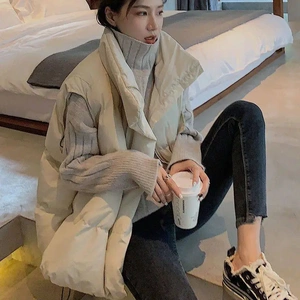 韩版宽松羽绒棉马甲棉服女外穿短款百搭马夹坎肩冬季加厚背心外套