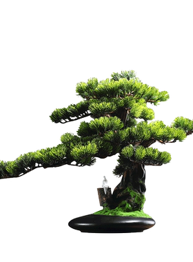 禅意风迎客松盆景茶室绿植装饰品