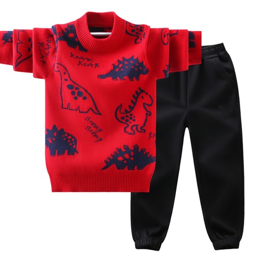 男童毛衣套装秋冬款中大童两件套针织衫加绒加厚保暖儿童男孩帅气