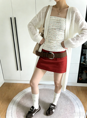 秋冬新款女纯色洋气中长款针织毛衣开衫长袖镂空设计修身39660