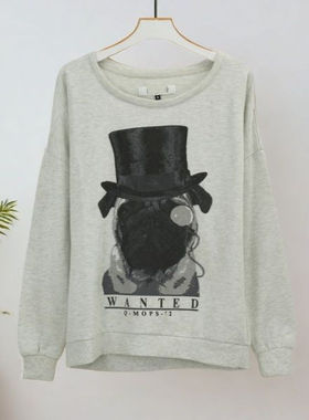 2025春秋新品女大码宽松圆领长袖卫衣卡通印花个性潮流休闲 33513