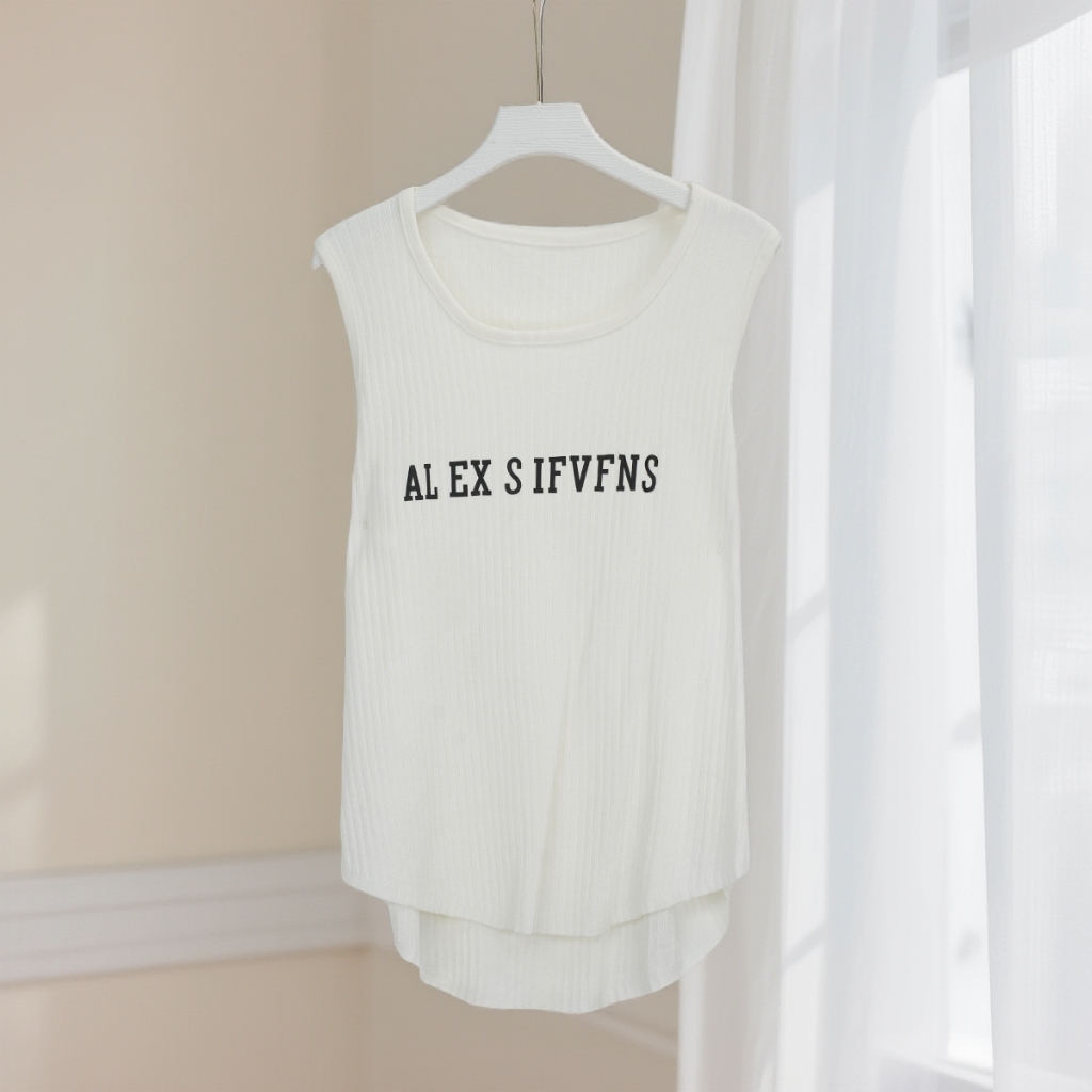 白色字母印花无袖圆领背心女百搭宽松显瘦百搭针织T恤上衣37617,女装/女士精品,T恤,淘宝优惠券,粉丝福利购,淘宝优惠卷