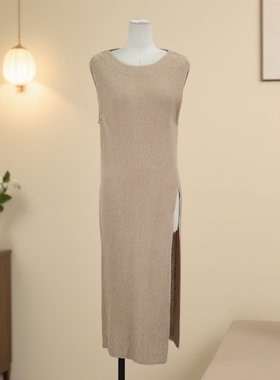 秋冬新款女纯色长袖方口领针织衫侧开叉修身显瘦个性百搭25490